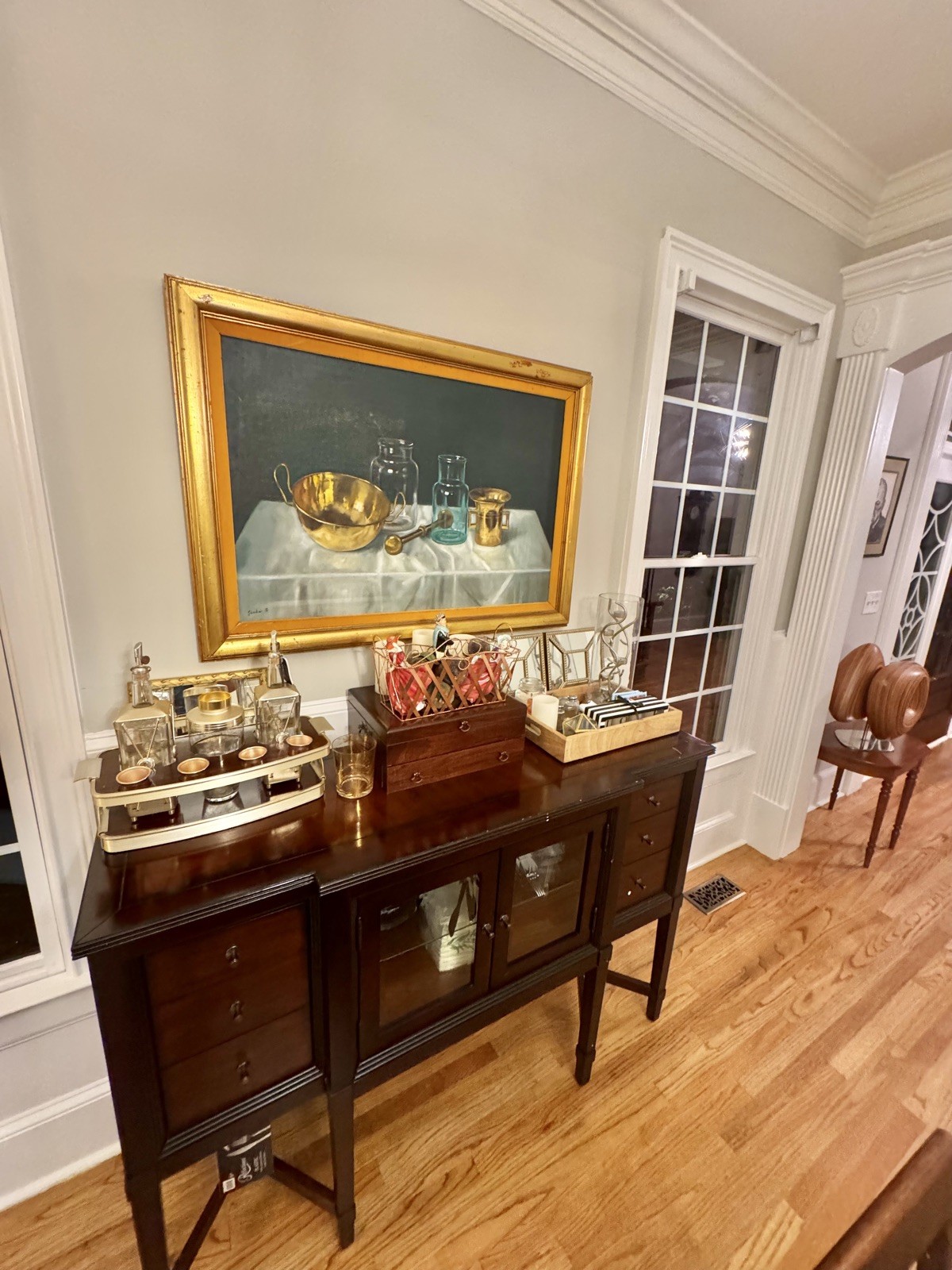 Epic Vintage MidCentury Wood/Brass Bar Set w Glassware & Caddy Don Draper / Bond