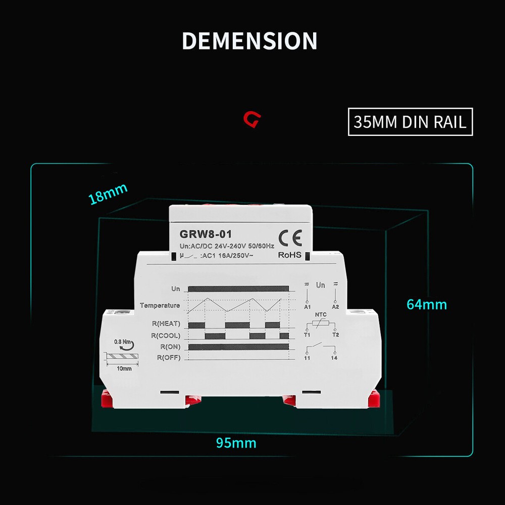 GEYA Temperature Control Relay Thermostat Control relay Temp Sensor with Sensor