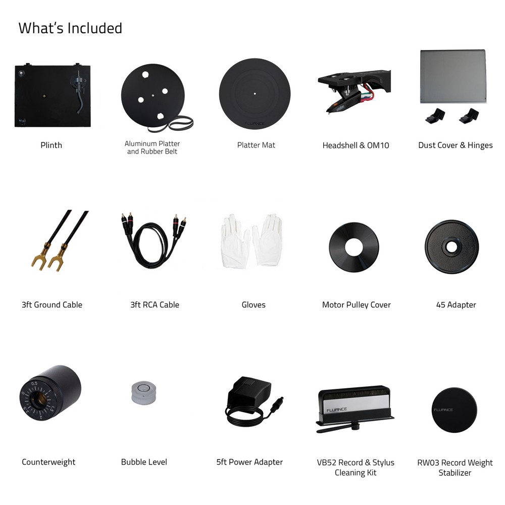 Fluance RT82 Reference Turntable with Record Weight and Vinyl Cleaning Kit