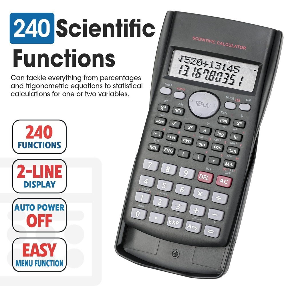6 Pack Scientific Calculators Bulk, 2-Line Large Screen Display 240 Functions...