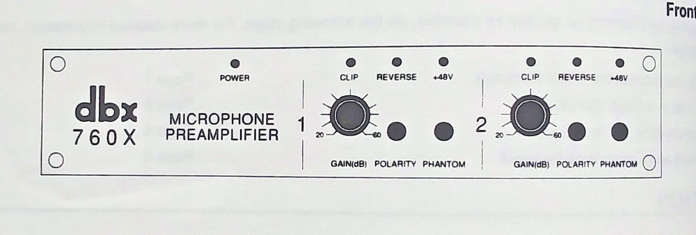 dbx Model 760X Microphone Preamplifier Module Original Owner's Manual Booklet.