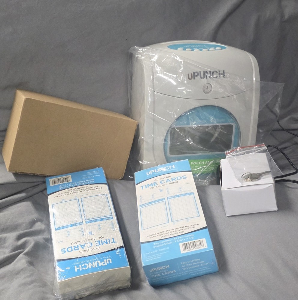 uPunch Auto-Align Digital Time Clock Bundle White SB1200 New In Box