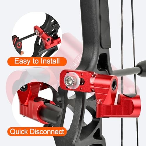 Archery Single Side V-Bar Mount - Adjustable Bow Stabilizer Quick Red