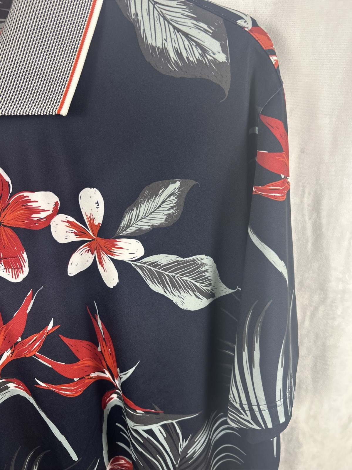 Puma Mattr Luau Polo Navy Floral Golf Shirt Men's Large New