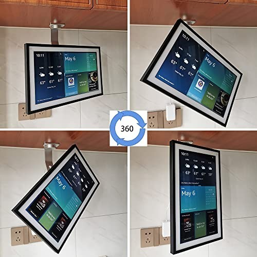 Under-Cabinet Mount for Echo Show 15 - Space-Saving, Adjustable, Silver 026-02