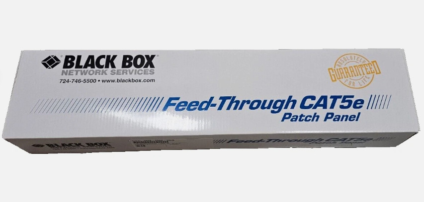 Black Box JPM810A-R2 48 Port Cat5e Feed Through Patch Panel, 2U, Unshielded