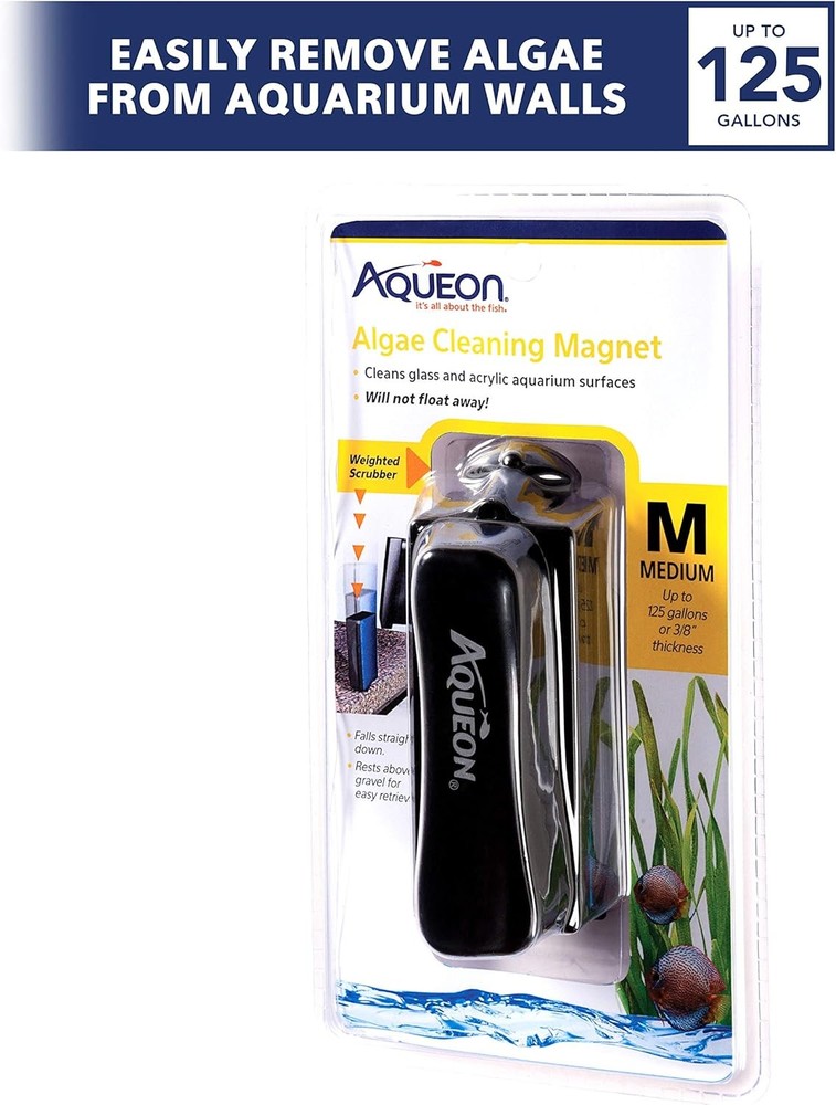 Aqueon Aquarium Algae Scraper, Fish Tank Cleaning Magnets for Medium, black