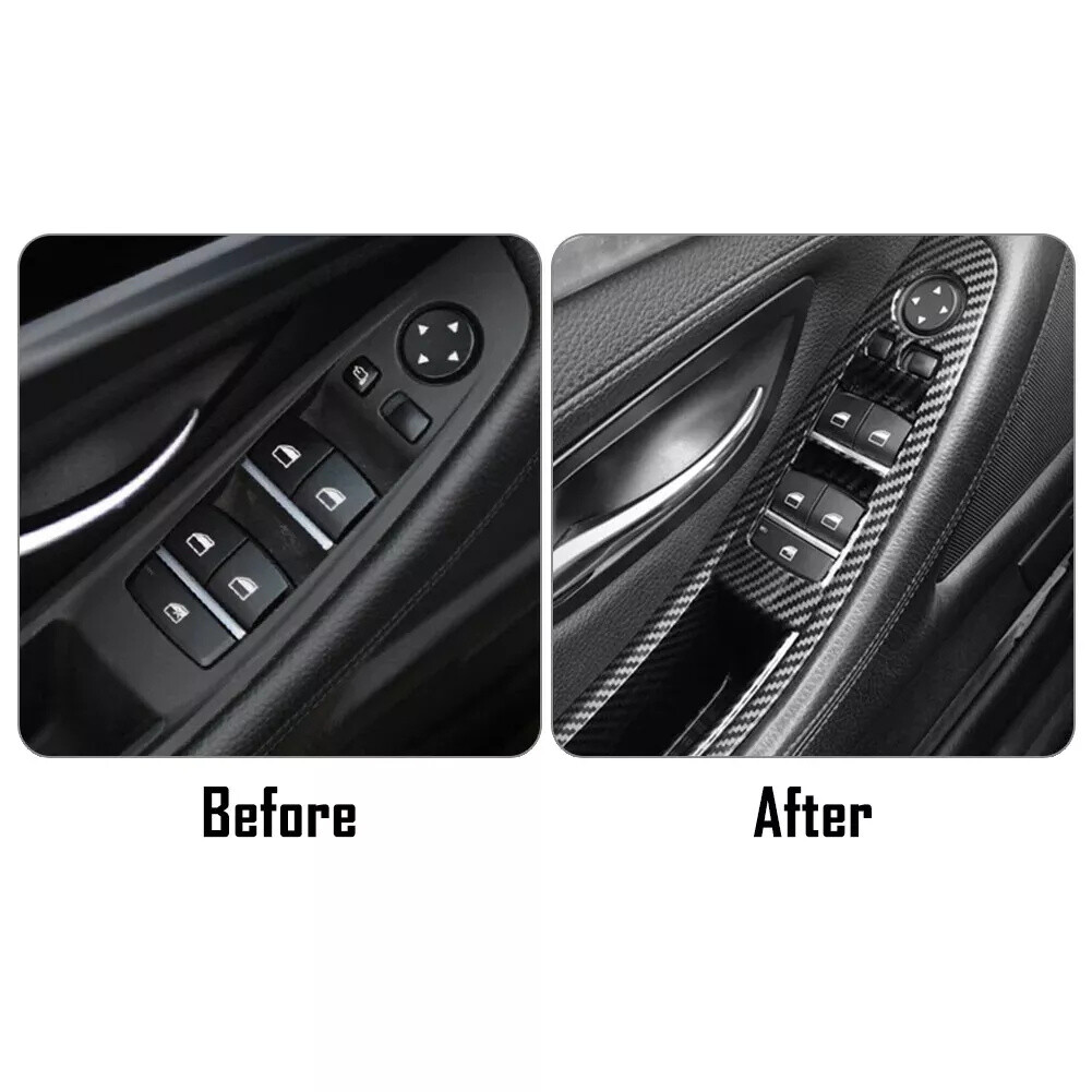 Inner Door Panel Handle Pull Trim Cover For BMW F10 F11 520i 528i Carbon Fiber