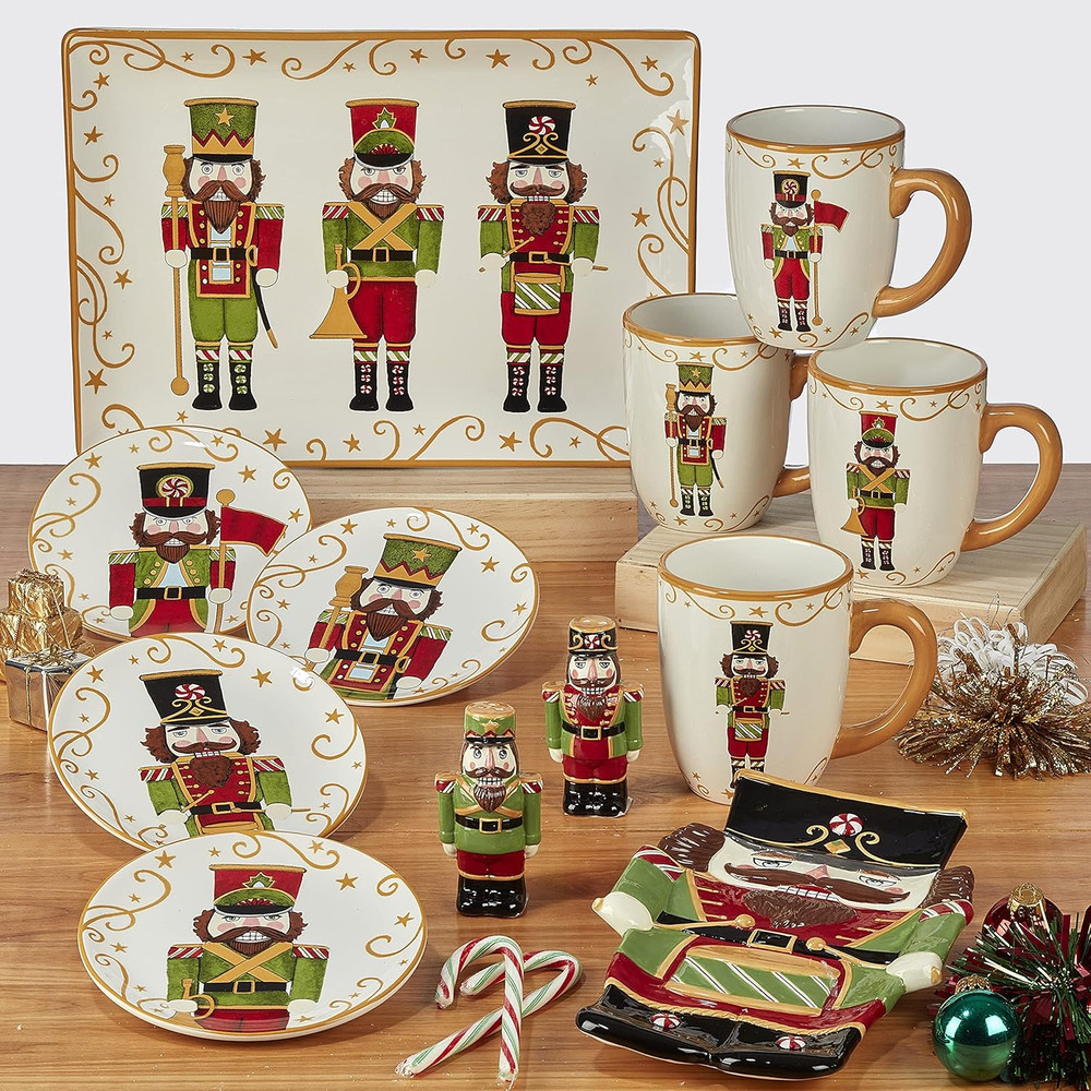 Holiday Magic Nutcracker Rectangular Serving Platter, 14" X 10", Multicolor, Lar