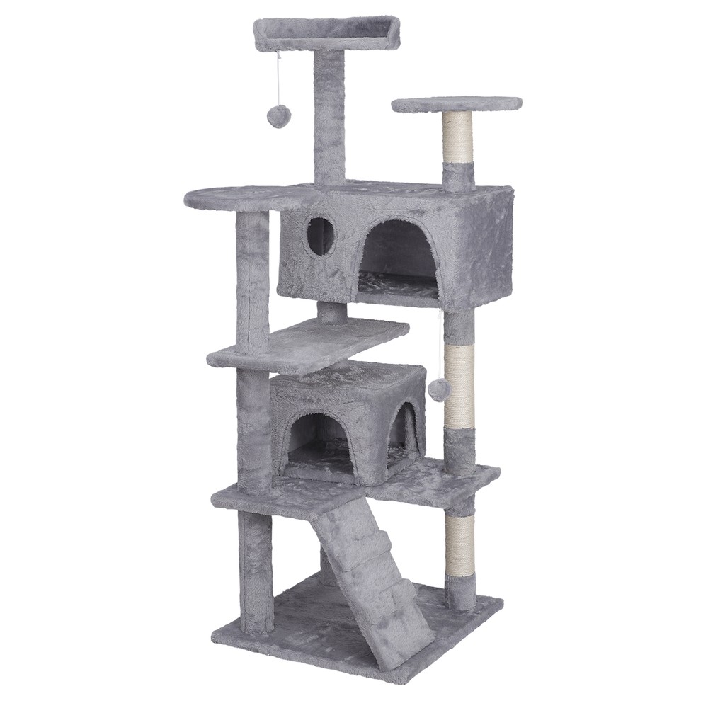 55" Cat Tree Multi Level Tower Condo Activity Center Scrathching Post Light Grey