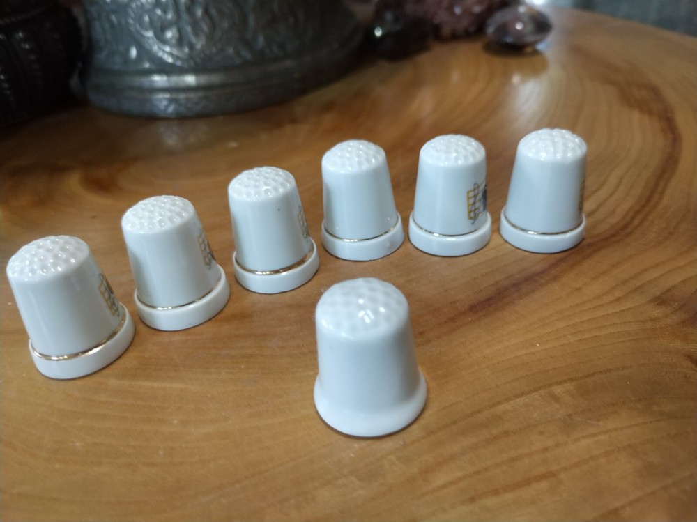 7 vintage ceramic musical instruments thimbles
