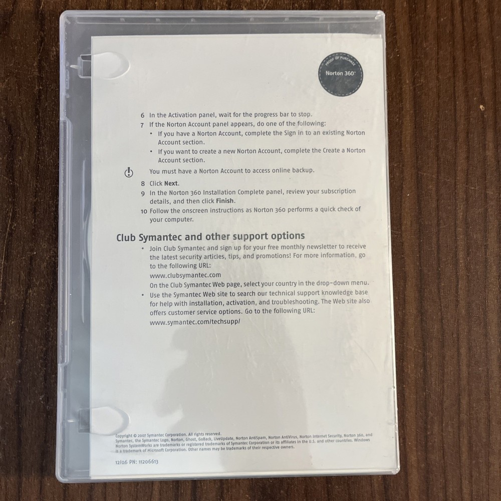 Norton 360 2.0 All-In-One Security Software CD Version 2.0