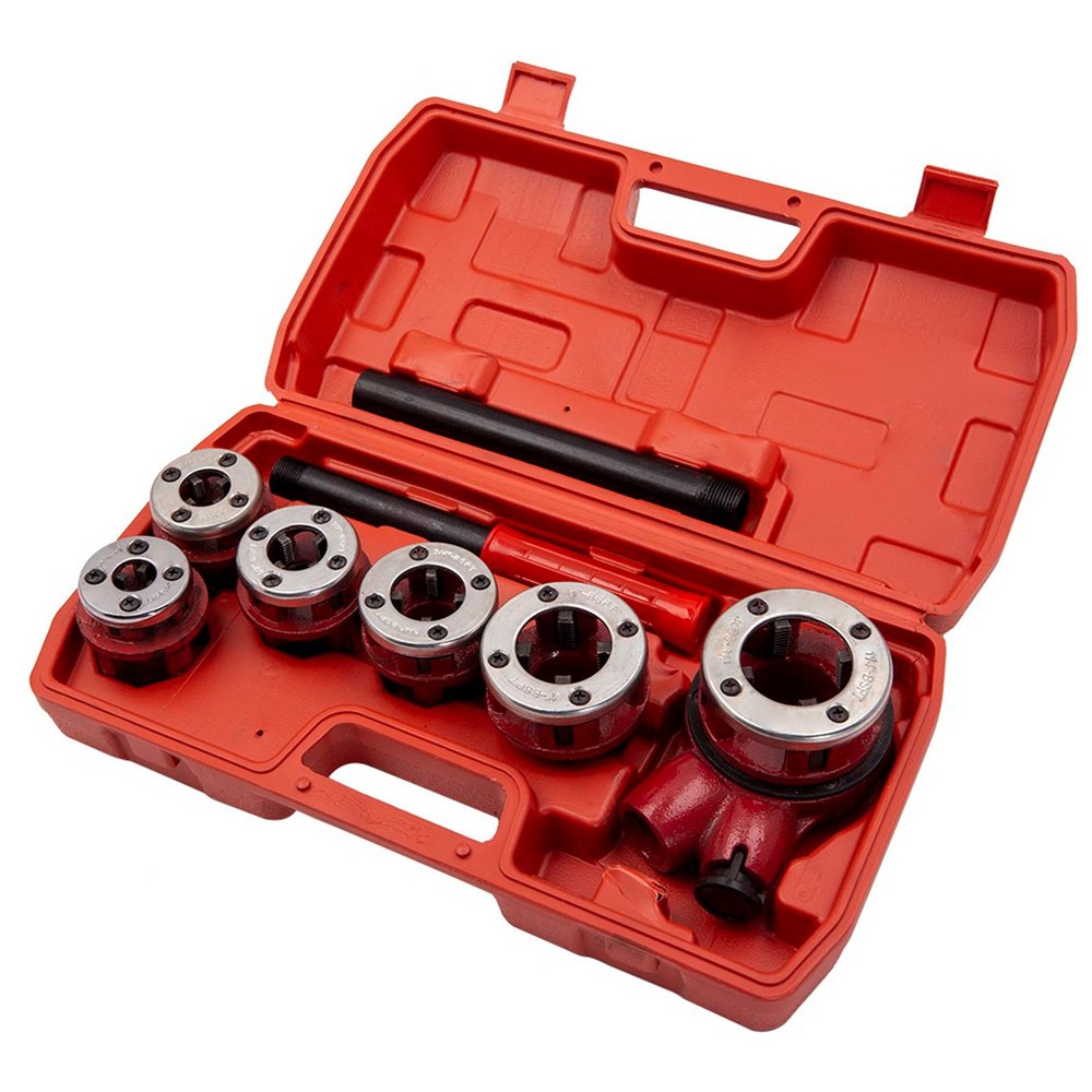 Pipe Threader Ratchet Die Bar Head Handle Tool Kit 1/4'' 3/4'' Pipe Threading