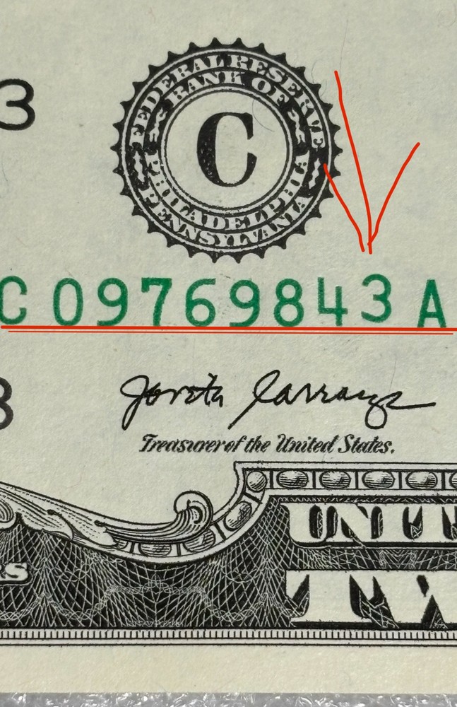 Rare ! Uncirculated 2017A $2 Error Low #’d Note W/stuck Digit Perfect Condition
