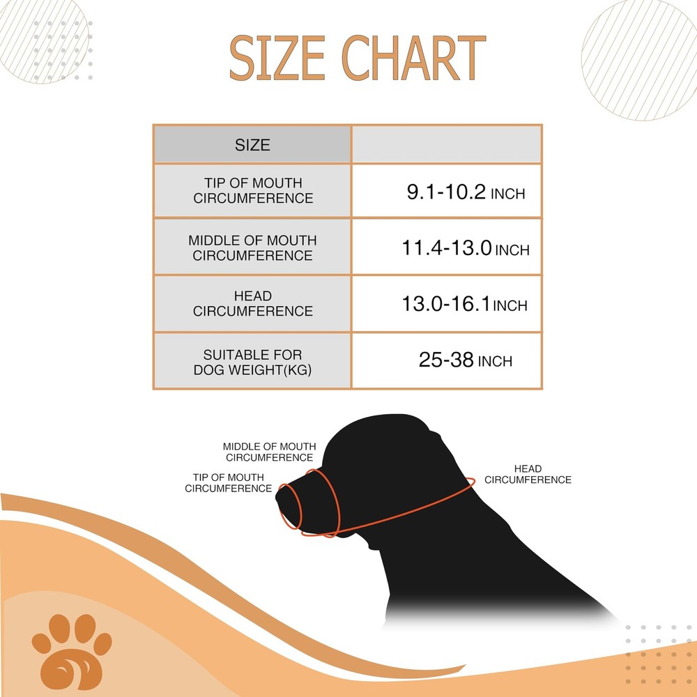 Wagably Brown Leather Muzzle for Dogs - Secure Basket - Large,
