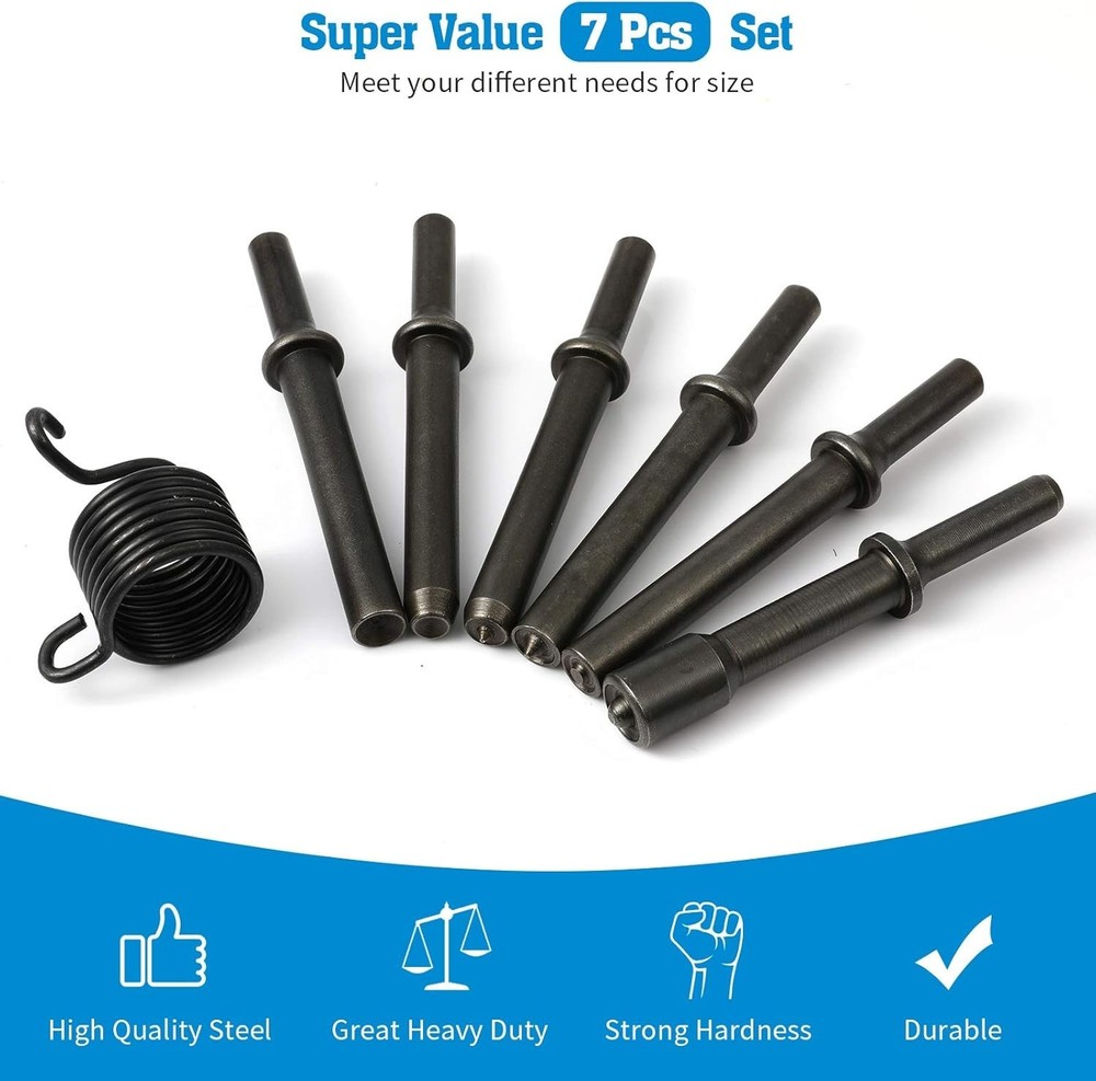 Efficient 7 Pcs Pneumatic Rivet Hammer Tool Kit - Versatile Metal Drilling