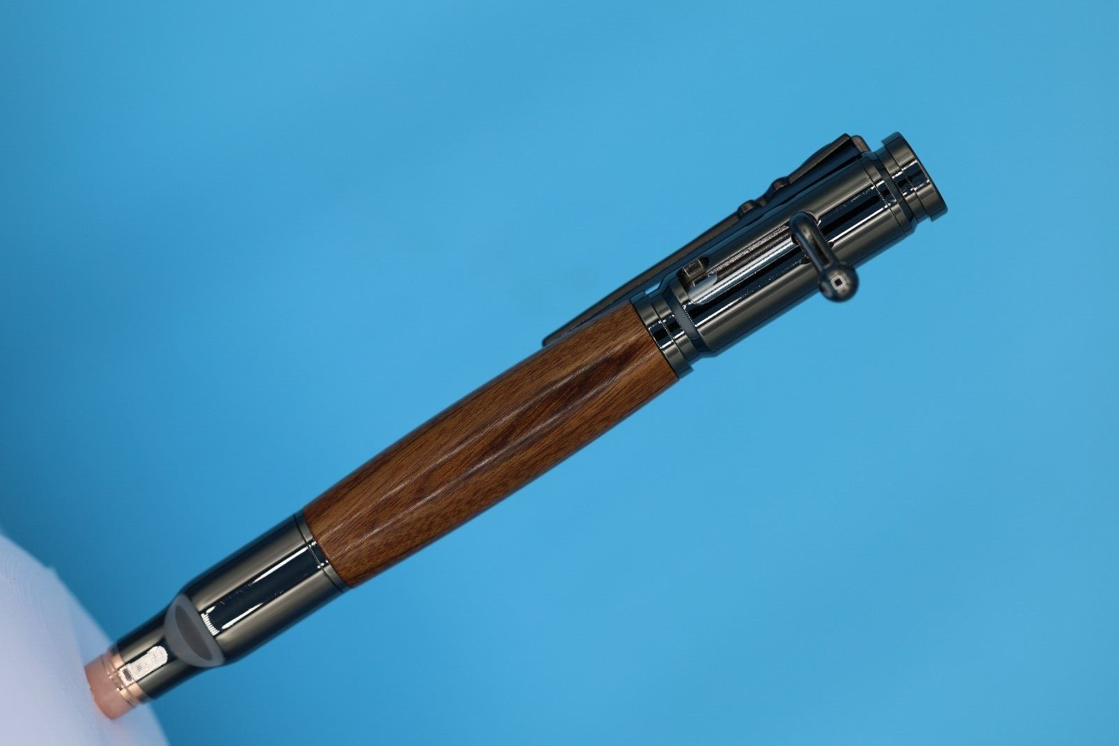 Bolt Action Pen in Popular Gun Metal Finish with Rosewood Barrel 30 Caliber Tip