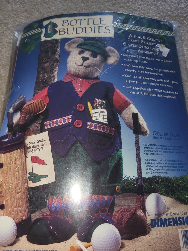 Dimensions Bottle Bubbies Golfer Bear Craft Project