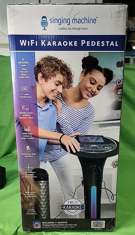 Premium Wi-Fi Karaoke System 7'' Touchscreen Singing Machine - Two Mics Complete