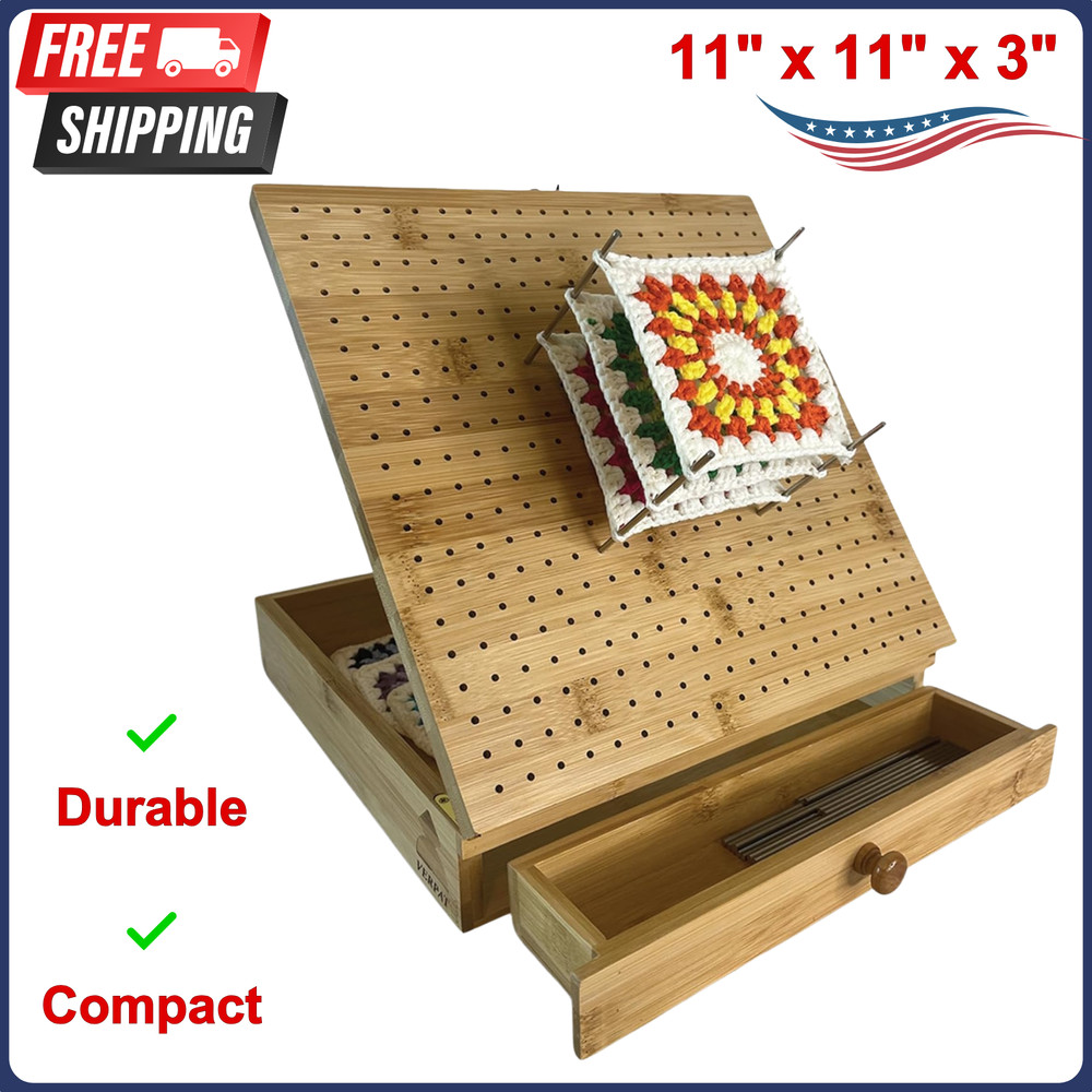 Crochet Blocking Board+Multifunctional Container+Pins For Granny Square Blocking