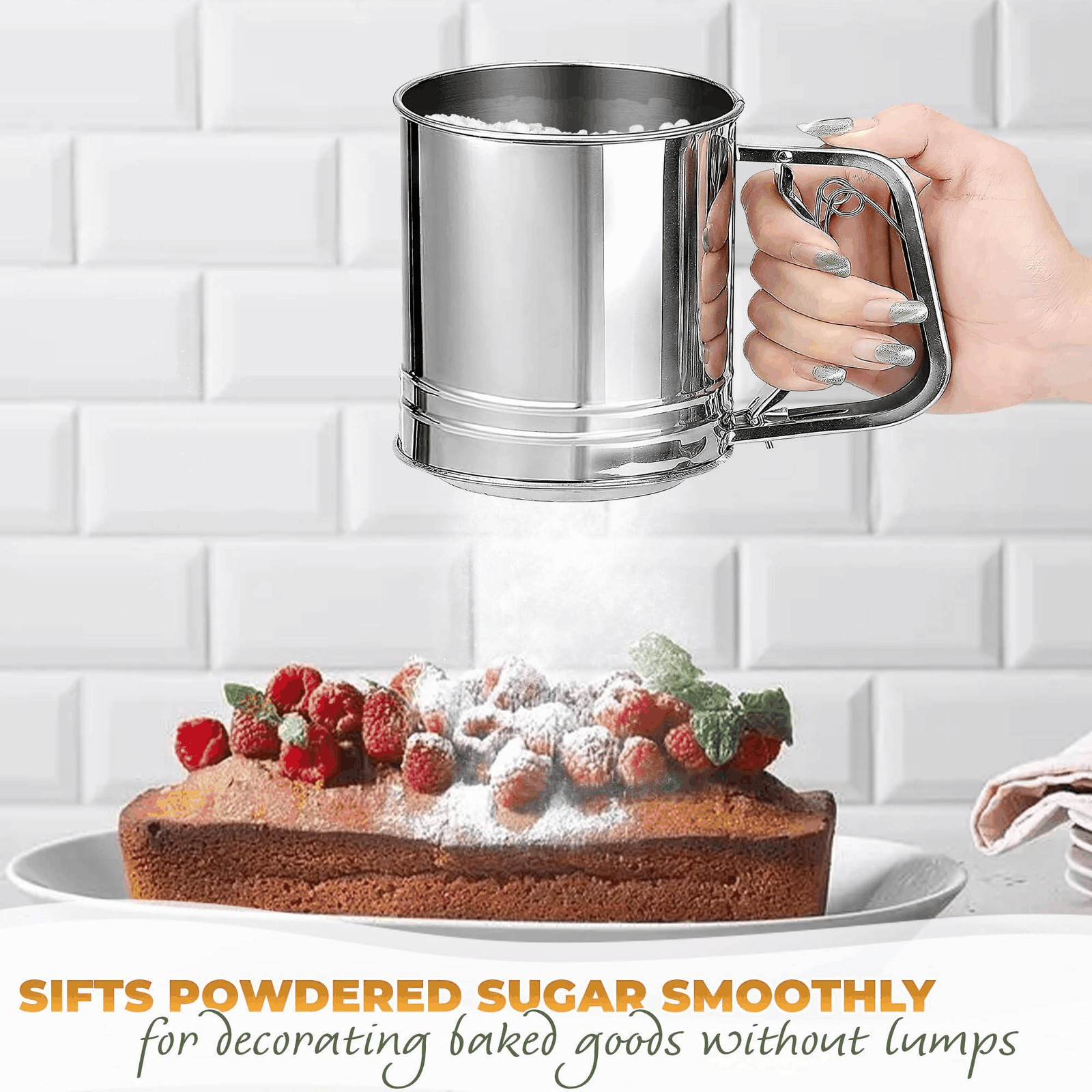 5 Cup Flour Sifter for Baking – Large Capacity Flour Sifter Stainless Steel