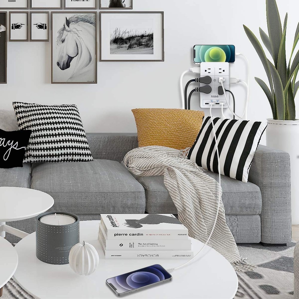 Multi Plug Outlet Surge Protector , 12 Electrical Outlets Extender with 4 USB...