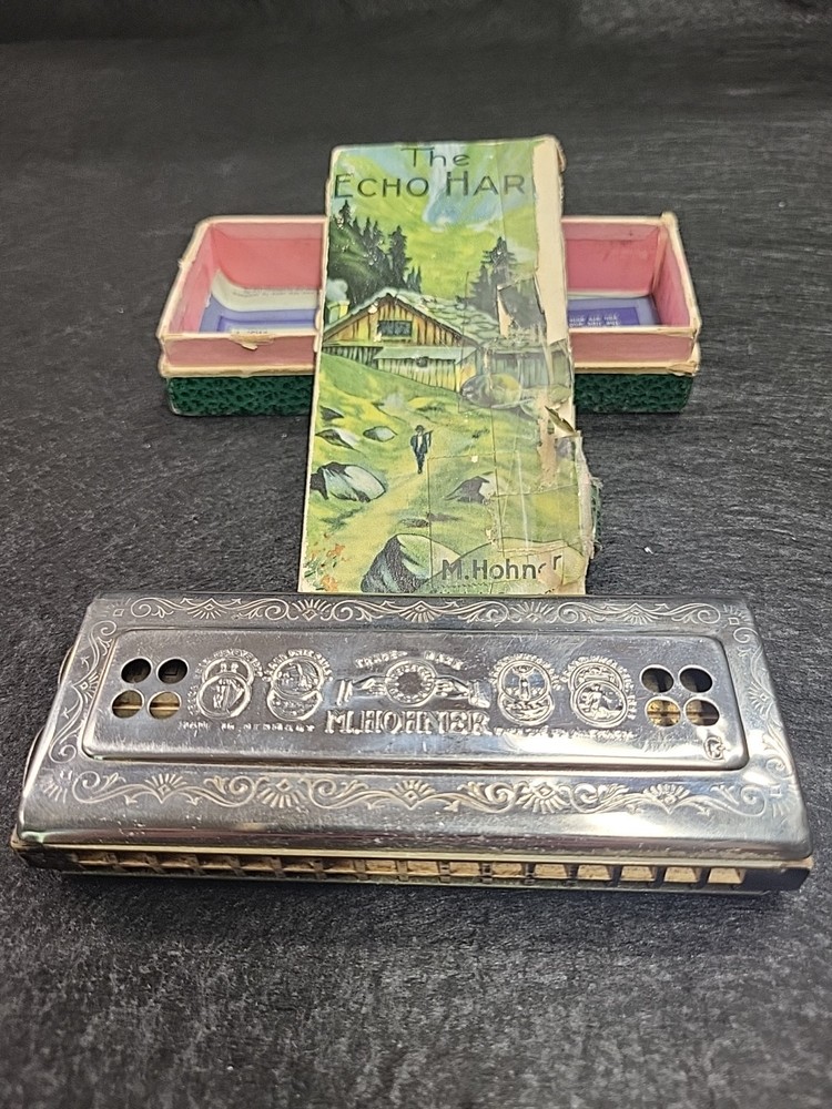 Vntg M Hohner Harmonica The Echo Harp Box Has Damage