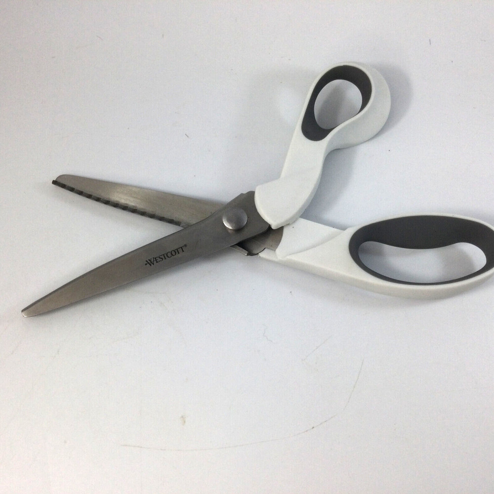 Westcott Pinking Shears Scissors White Handle Zig Zag Cut Craft Fabric
