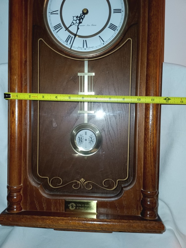 Seth Thomas “Westminster/Ave Maria” Quartz Pendulum Mahogany Wall Clock tested