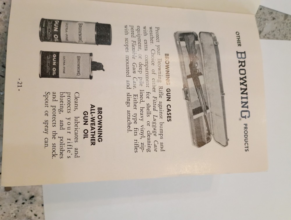 BROWNING AUTOMATIC HIGH POWER- RIFLE OWNERS MANUAL 1969