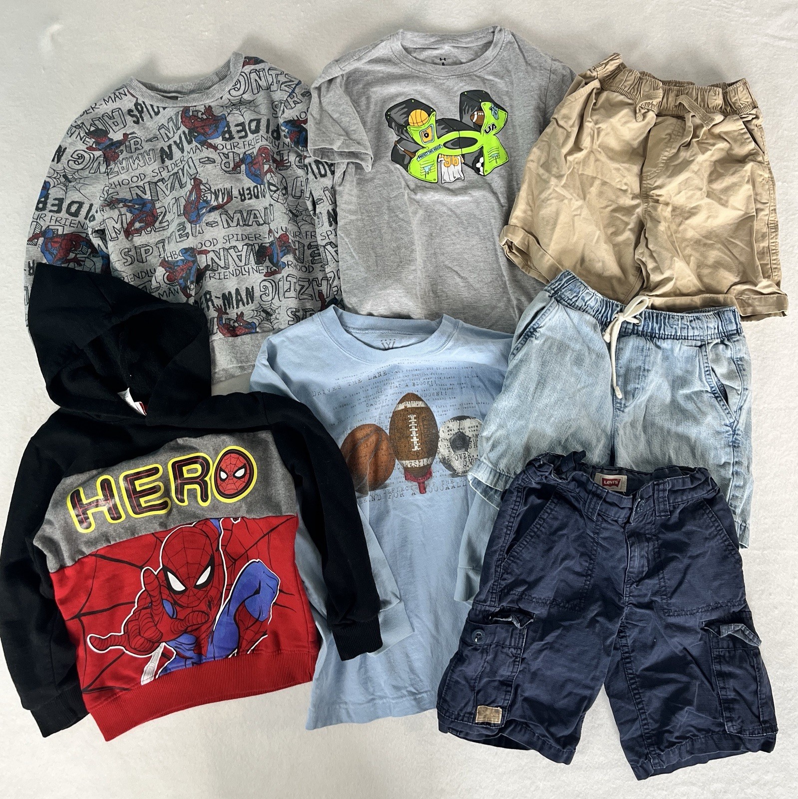 Boys Size 6 7-Pc Outfit Bundle Under Armour Levi’s Spider-Man