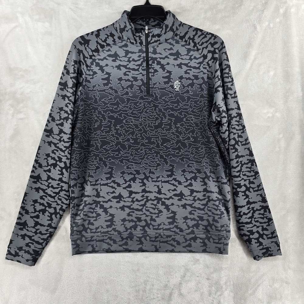 Peter Millar Crown Sport Mens Medium Black Camo 1/4 Zip Golf Pullover Jacket