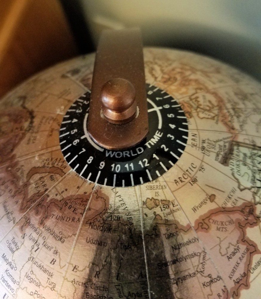 Preowned 14 inch Copper Colored Tabletop Globe