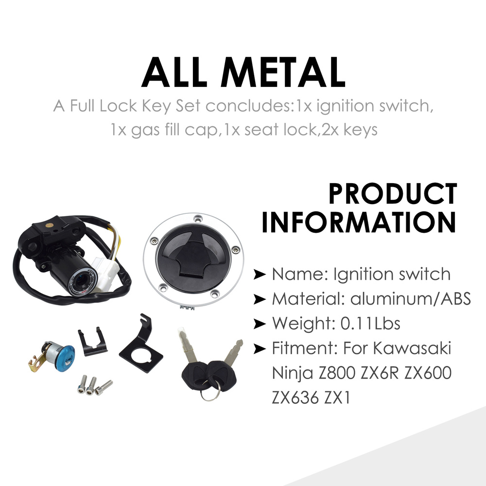 Motorcycle Ignition Switch Kit For Kawasaki Ninja Z800 ZX6R ZX600 ZX636 ZX10R