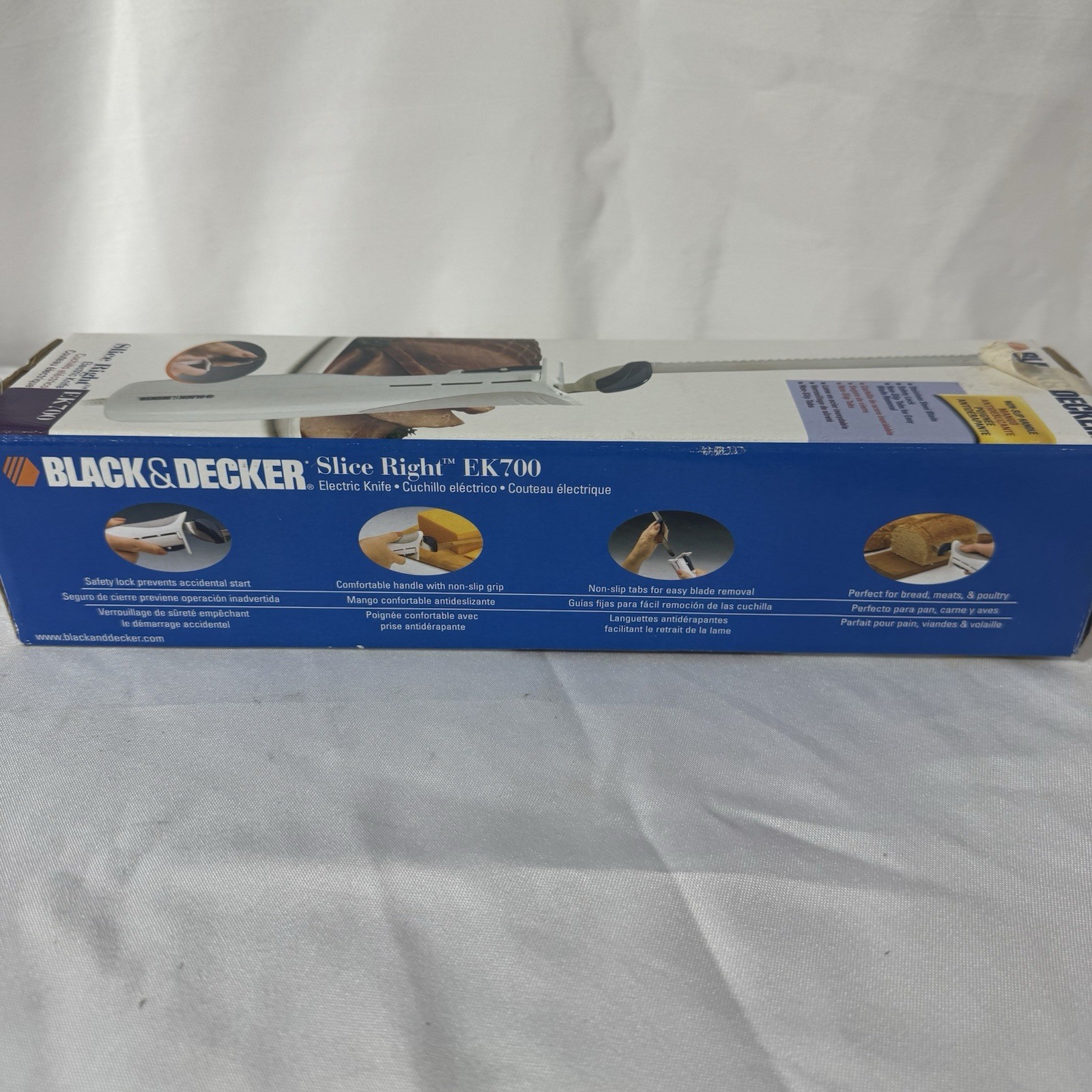 Black & Decker Electric Knife Slice Right EK700 Non Slip Grip Corded Open Box