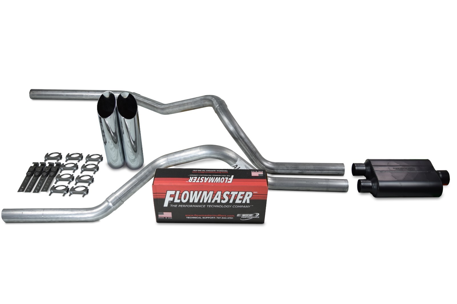Chevy GMC 1500 Truck 99-06 2.5" Dual Exhaust Kits Flowmaster Super 44 Slash Tip