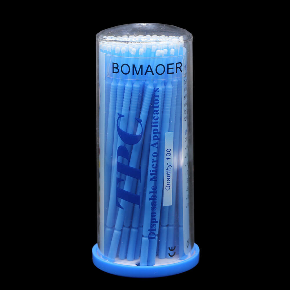 100pcs/bottle Micro Applicator Brush Dental Bendable Disposable Blue Fine