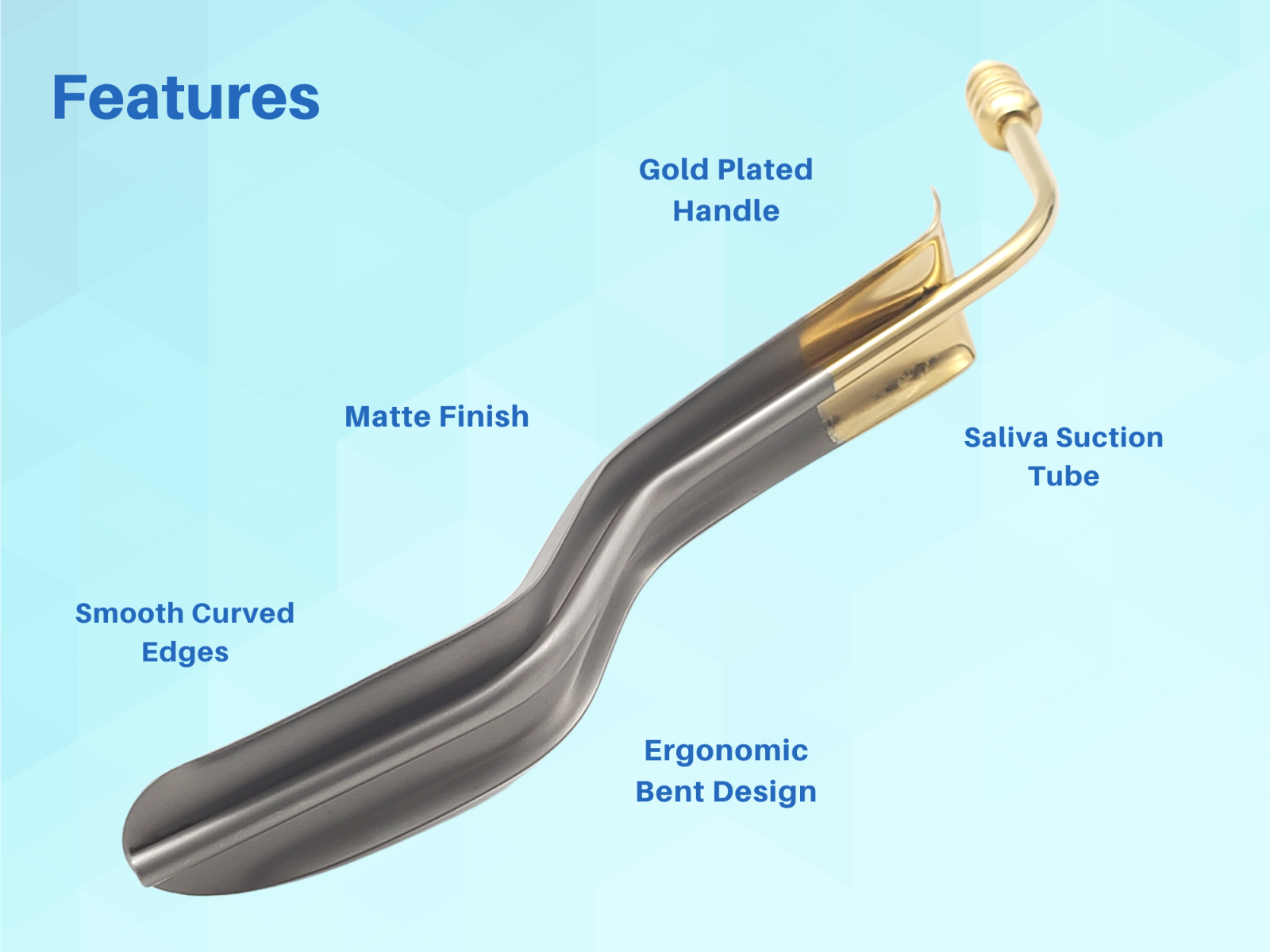 Minnesota Cheek Retractor with Suction Gold Plated Surgical Dental ARTMAN