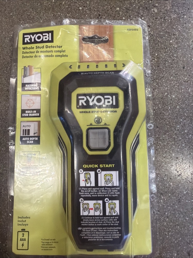 Ryobi Whole Stud Detector Wall Scanner Auto Depth Scan LED (New Sealed)