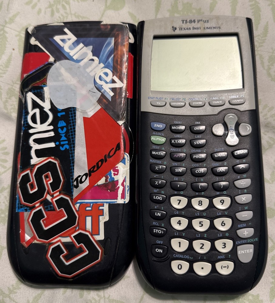 Texas Instruments TI-84 Plus Graphing Calculator Blue W/Cover Tested EUC