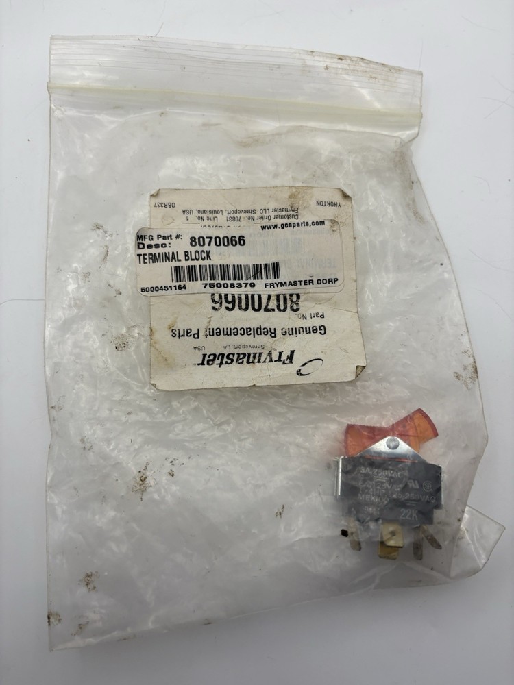 Frymaster 8070066 Lighted Rocker Switch Terminal Block OEM Genuine Replacement
