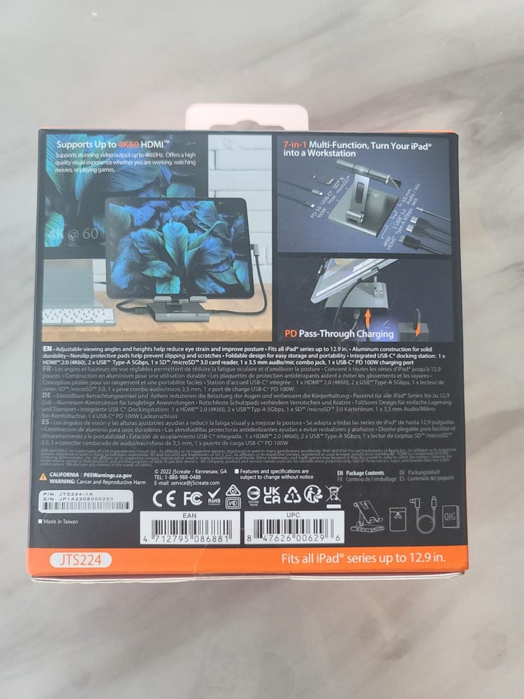 j5create JTS224 Multi-Angle Docking Station for iPad Pro 4K HDMI USB-C