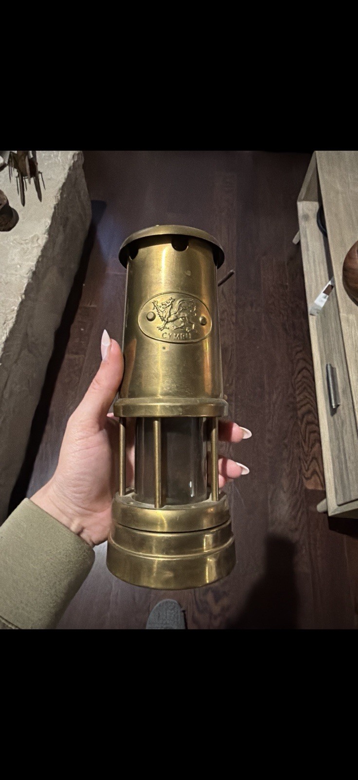 Antique Brass Miners Safety Lamp Carbide Lantern Vintage Mining Collectible