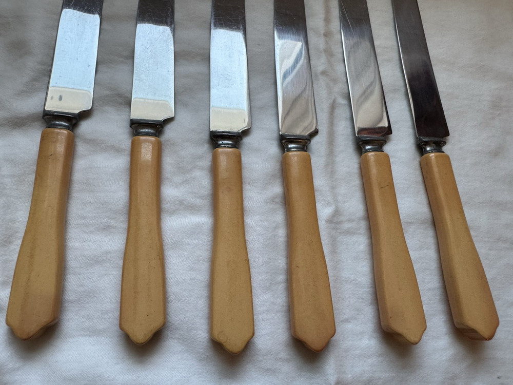 Vintage Butterscotch Bakelite Knives 6pc.