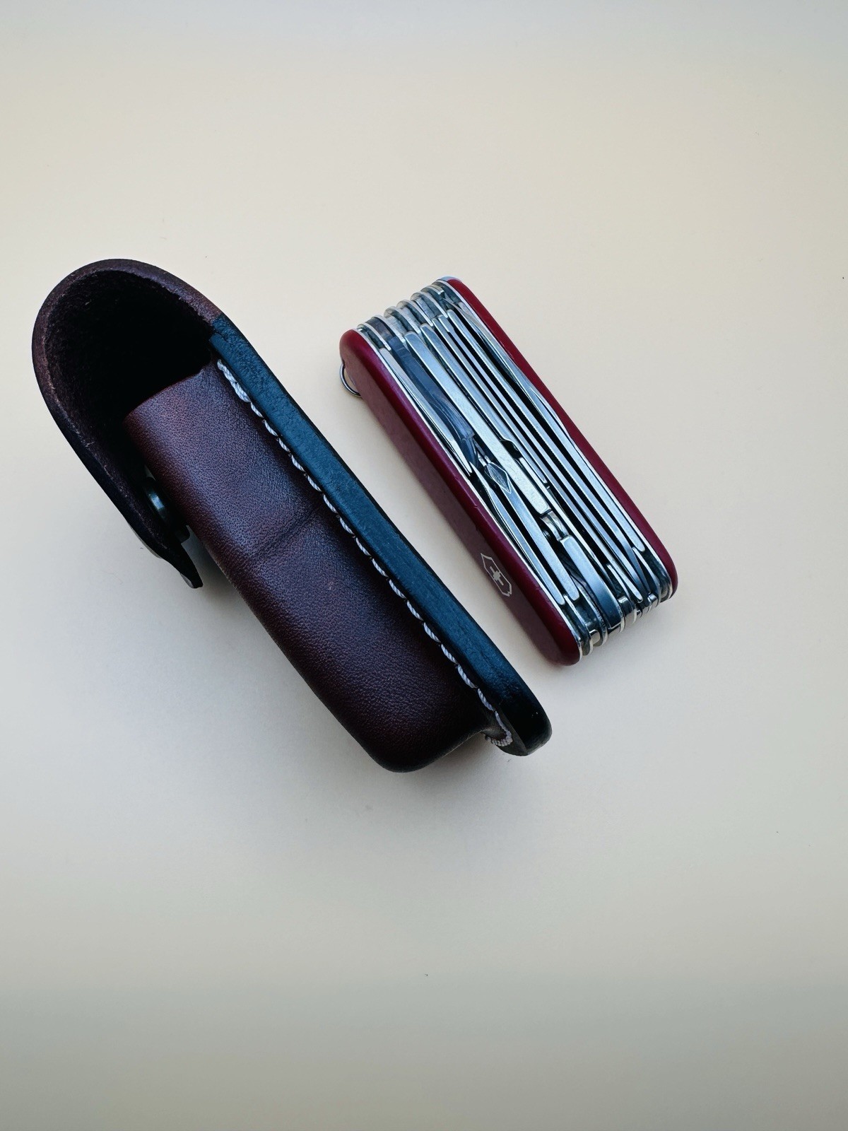 Leather Sheath Pouch Fits Victorinox Swiss Champ & 6–7 Layer Swiss Army Knives