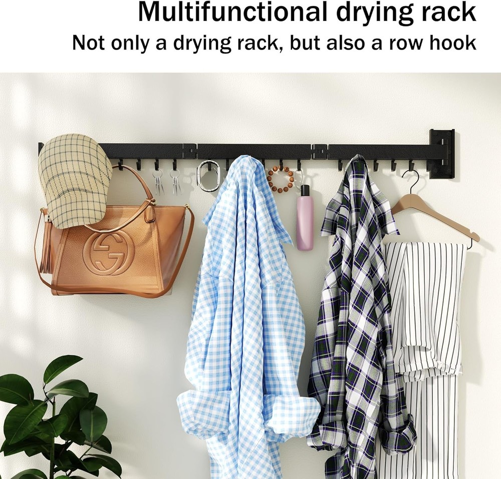Elegant Wall Mounted Clothes Drying Rack - Space-Saving & Retractable Design
