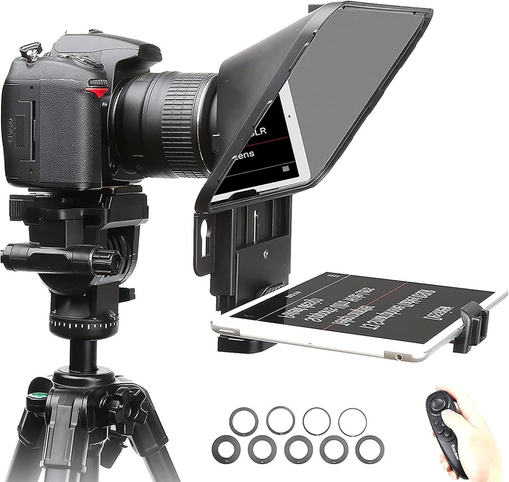 Teleprompter, Teleprompter with Remote Control, Work with iPad/Tablet/Smartph...