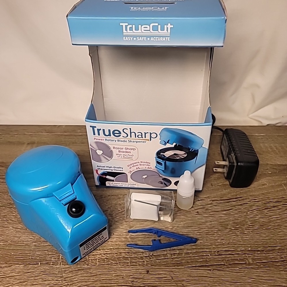 TRUE SHARP TrueCut High Quality Power Rotary Blade Sharpener Blue