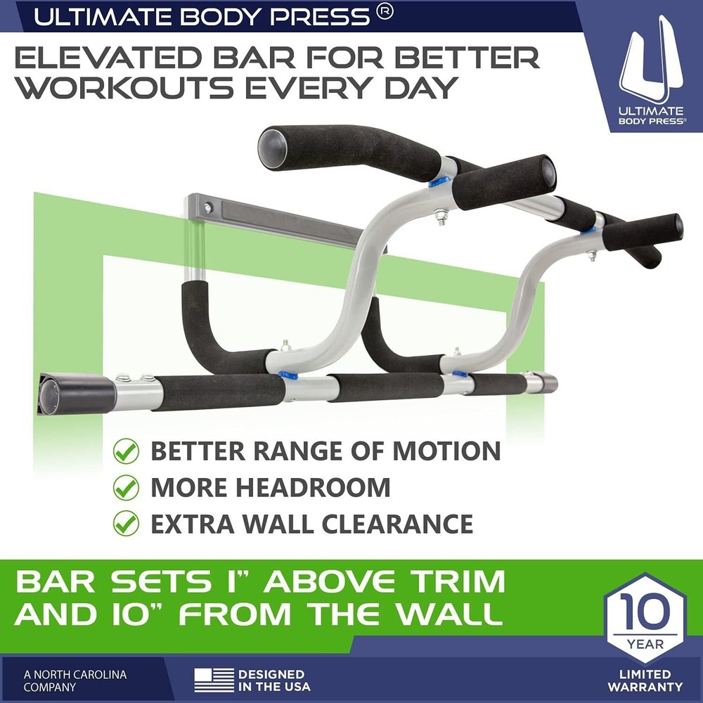 Body Press Doorway Pull Up Bar Elevated Bar Adjustable Width Strength Training