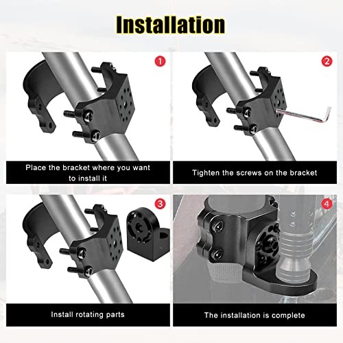 360° Roating UTV Mount Bracket Flag Mount Whip Light Mount Fits for 1.75